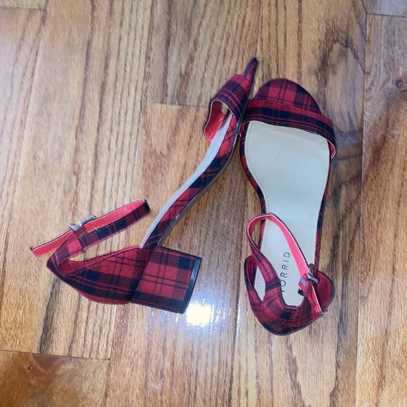 TORRID RED PLAID ANKLE STRAP BLOCK HEEL SIZE 11.5 - Picture 9 of 9